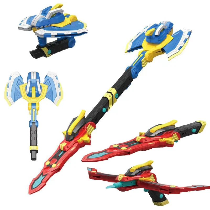 

Multi Modes Mini Force Transformation Axe Sword Kids Toys with Sound and Light Action Figures MiniForce X Deformation