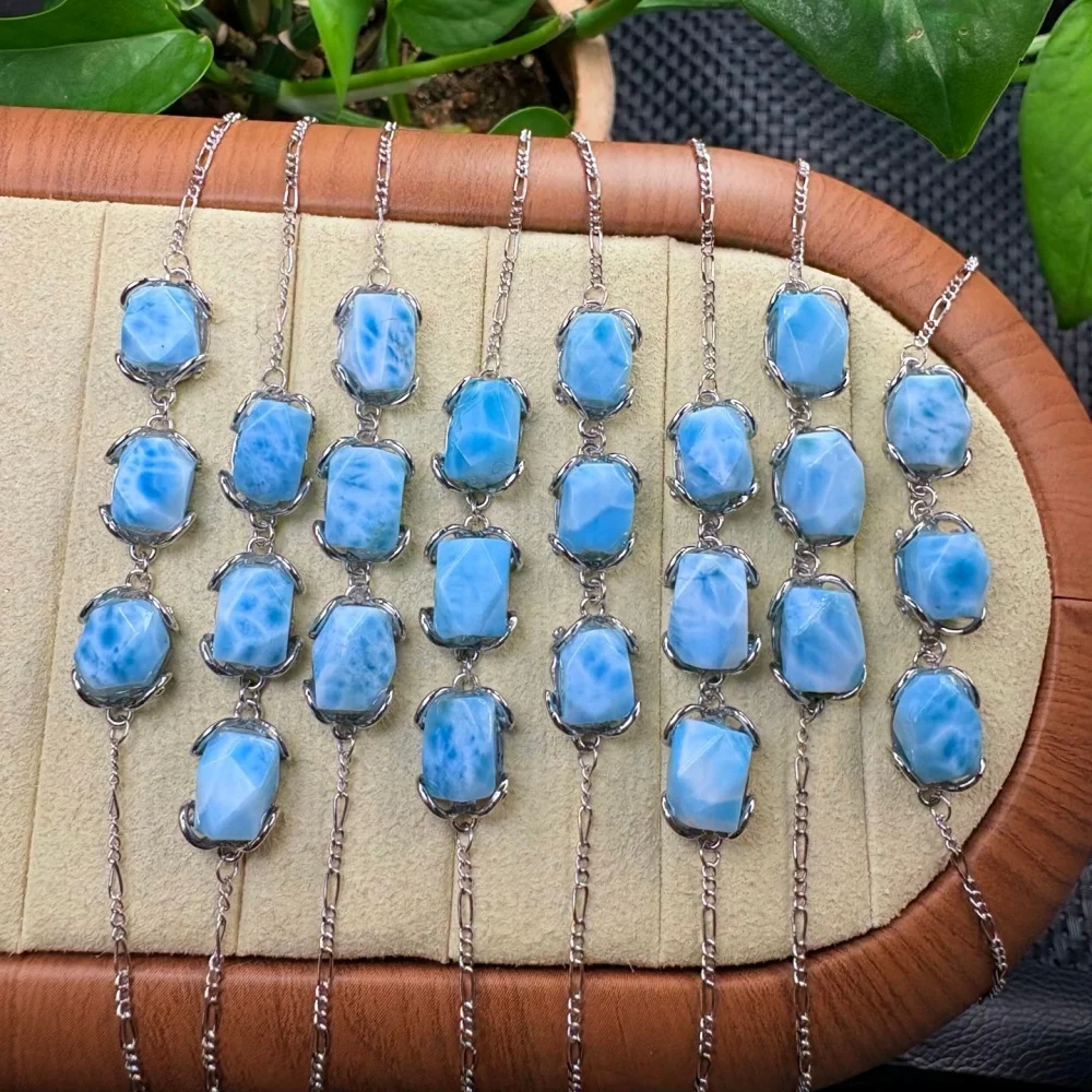 

10mm Natural Larimar Freeform Bead Bracelet Fashion Crystal Gemstone Jewelry Reiki Healing Gift For Women 1pcs