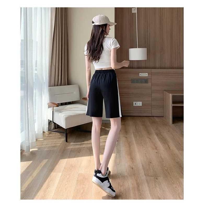 Shorts Women\'s Cycling Summer Shorts High Waist Patchwork Shorts Oversize Casual Basic Short Pants Korean Fashion CI CHENG