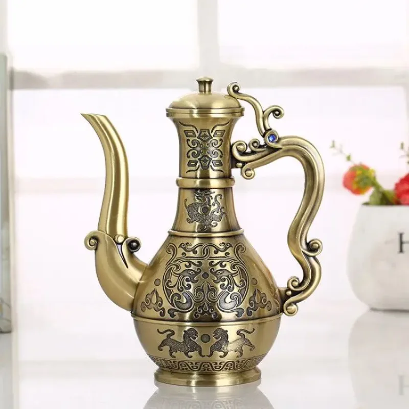 Metallic Liquor Jug Home High-end Vintage Nostalgic Antique Generation Creative Bronze Jug Wedding Classical Decoration