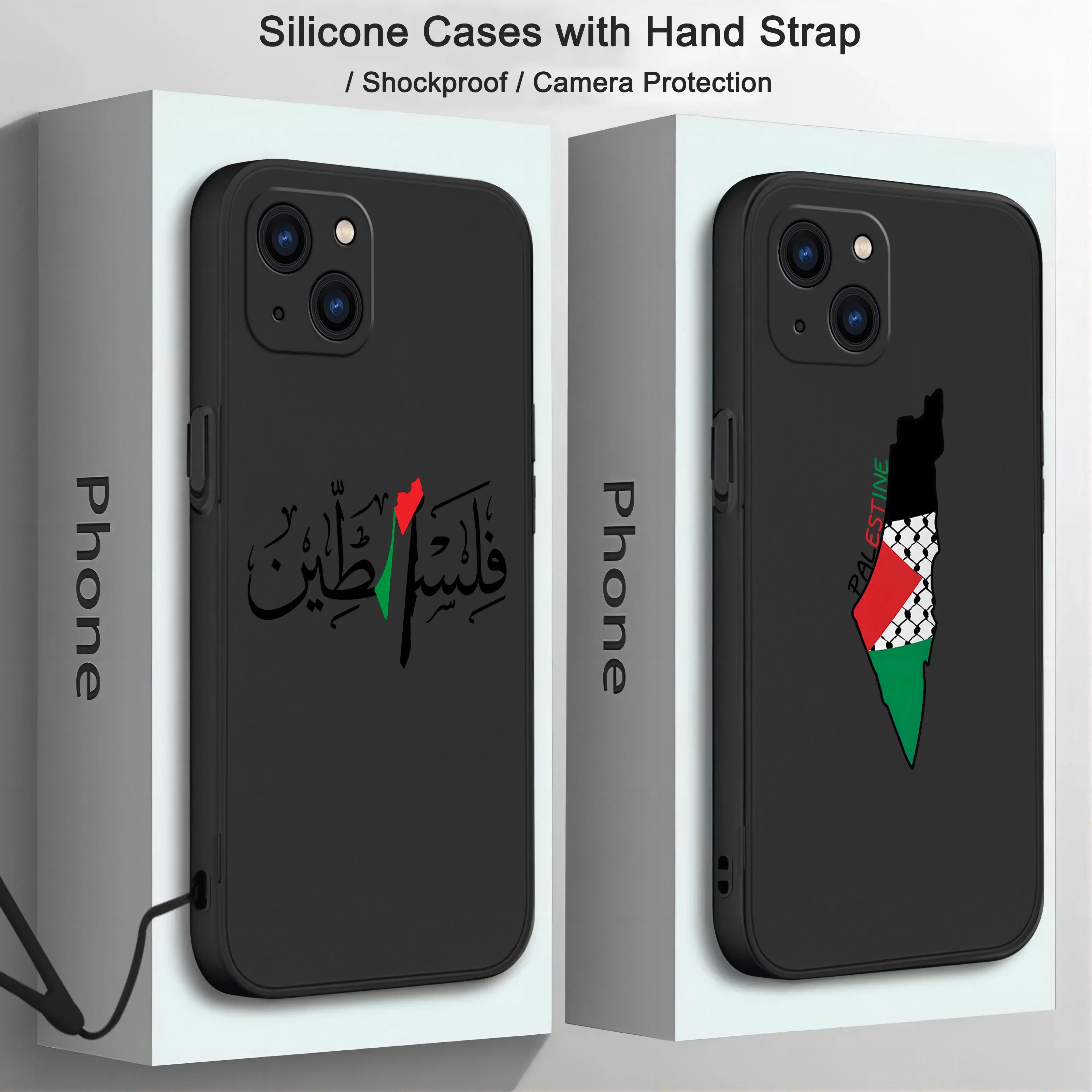 Palestine Flag Map Passport Phone Case For Xiaomi Redmi Note 12 11T 10S Pro Plus 10C 9A 9C 9T K40 K50 K60 4G 5G With Hand Strap