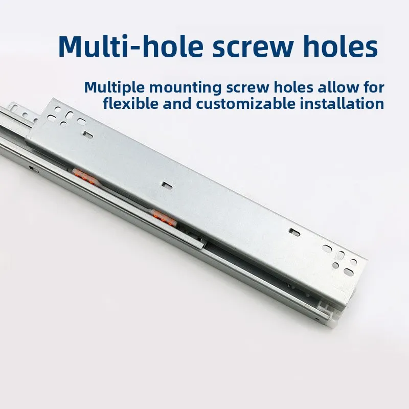 Three Section Concealed Undermount Drawer Slides Soft Close Damping Or Push To Open Zinc Plated Cold Rolled Steel Rails Mm