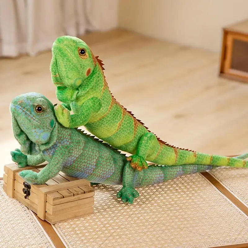 Stuffed Animals Realistic Iguana Animal Figurines Chameleon Animal Figurines Wilde Life Creatures Soft Cushion Pillow