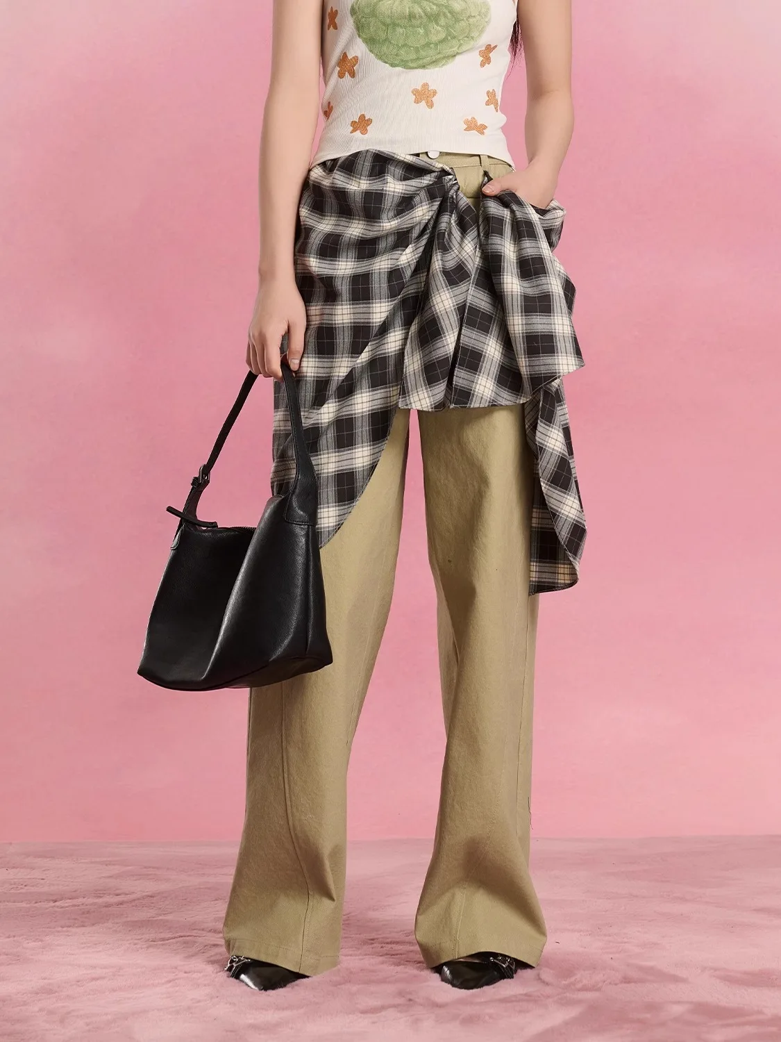 

Брюки прямого кроя в клетку цвета хаки с поясом, в стиле пэчворк, повседневные, летние, новые, модные, унисекс, из хлопка, простые, для повседневной носки, ветрозащитные