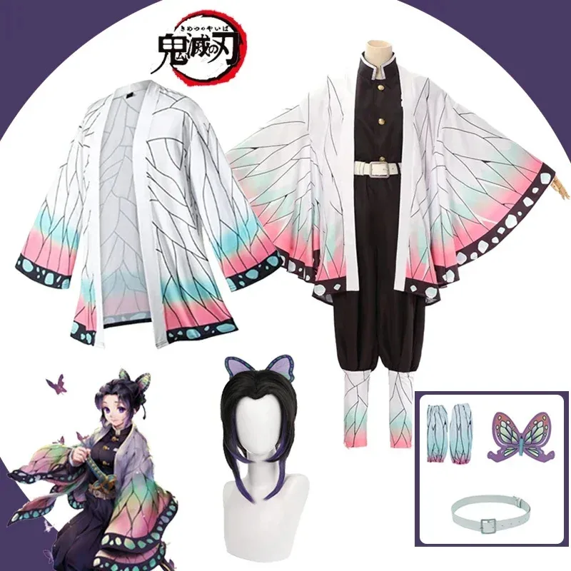 Demon Slayer Costume Clothes Kochou Shinobu Women Cosplay Uniform Janpanese Style Halloween Anime Characters Outfit