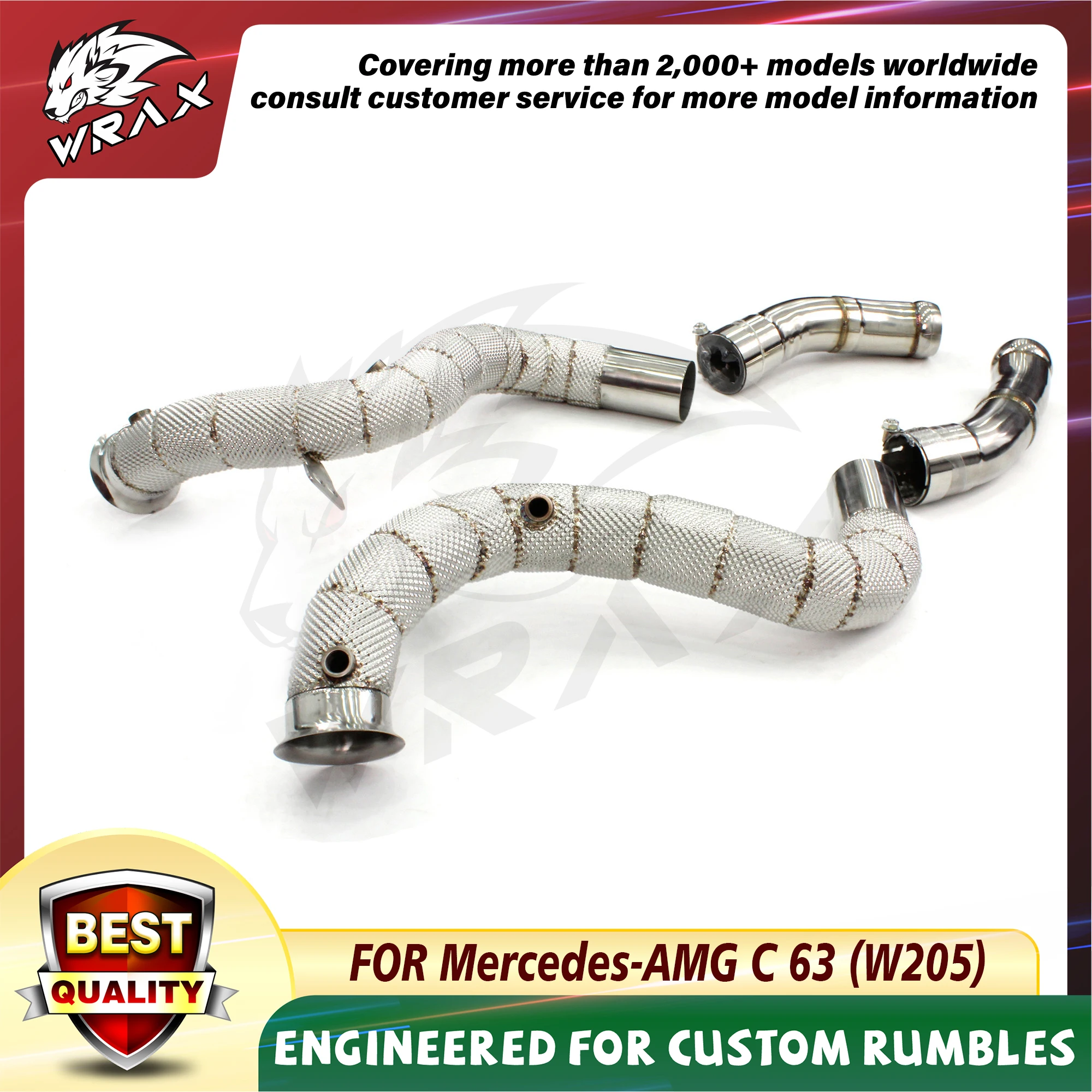 

[WRAX Exhaust ] Exhaust System High Flow Resonant tube For Mercedes-AMG C 63 (W205) With Heat Shield Racing Pipe downpipe