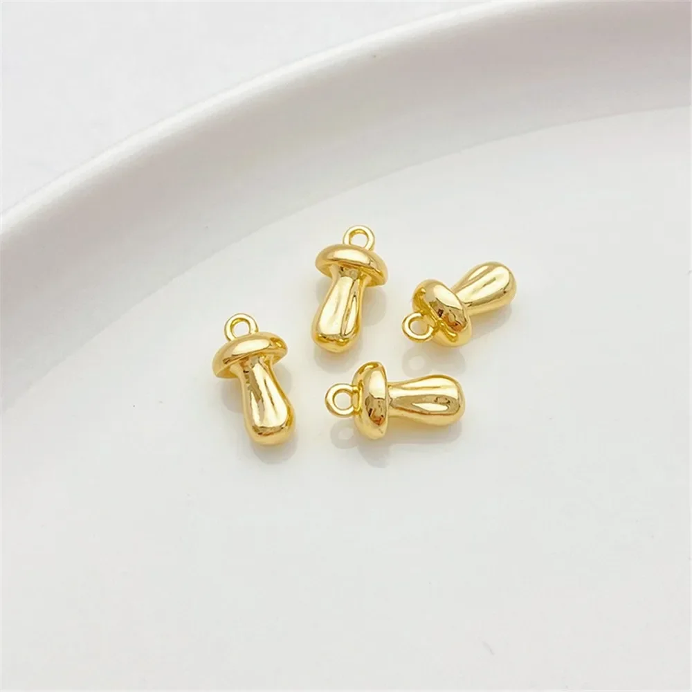 Colgante con dije de setas chapado en oro de 14 quilates, suministros de joyería DIY, cuentas para collar, pulsera, accesorios artesanales