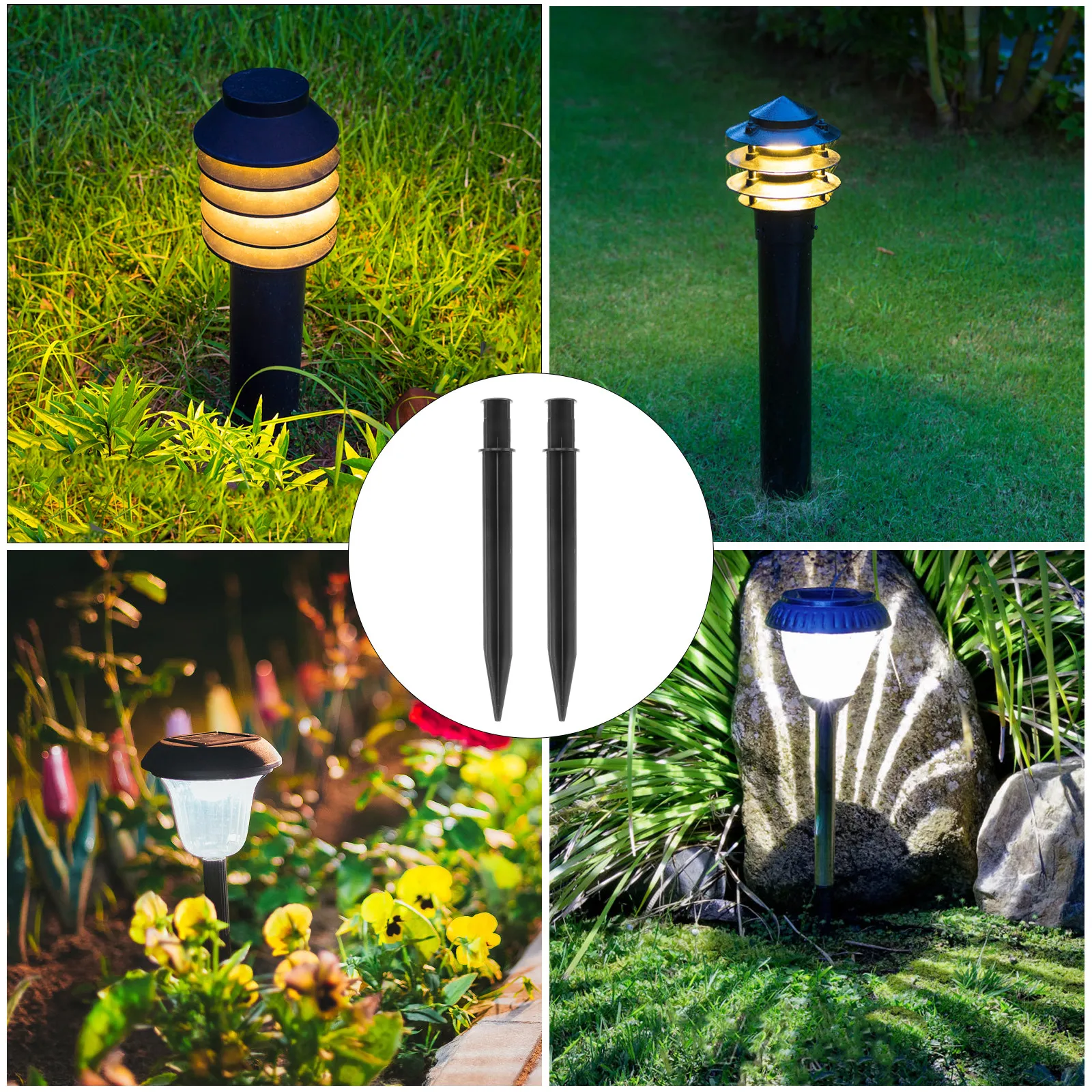 

8Pcs Plastic Ground Spike Lawn Lamp Landscape Lighting Stakes Solar Light Ground Holder Outdoor Garden Light Insert