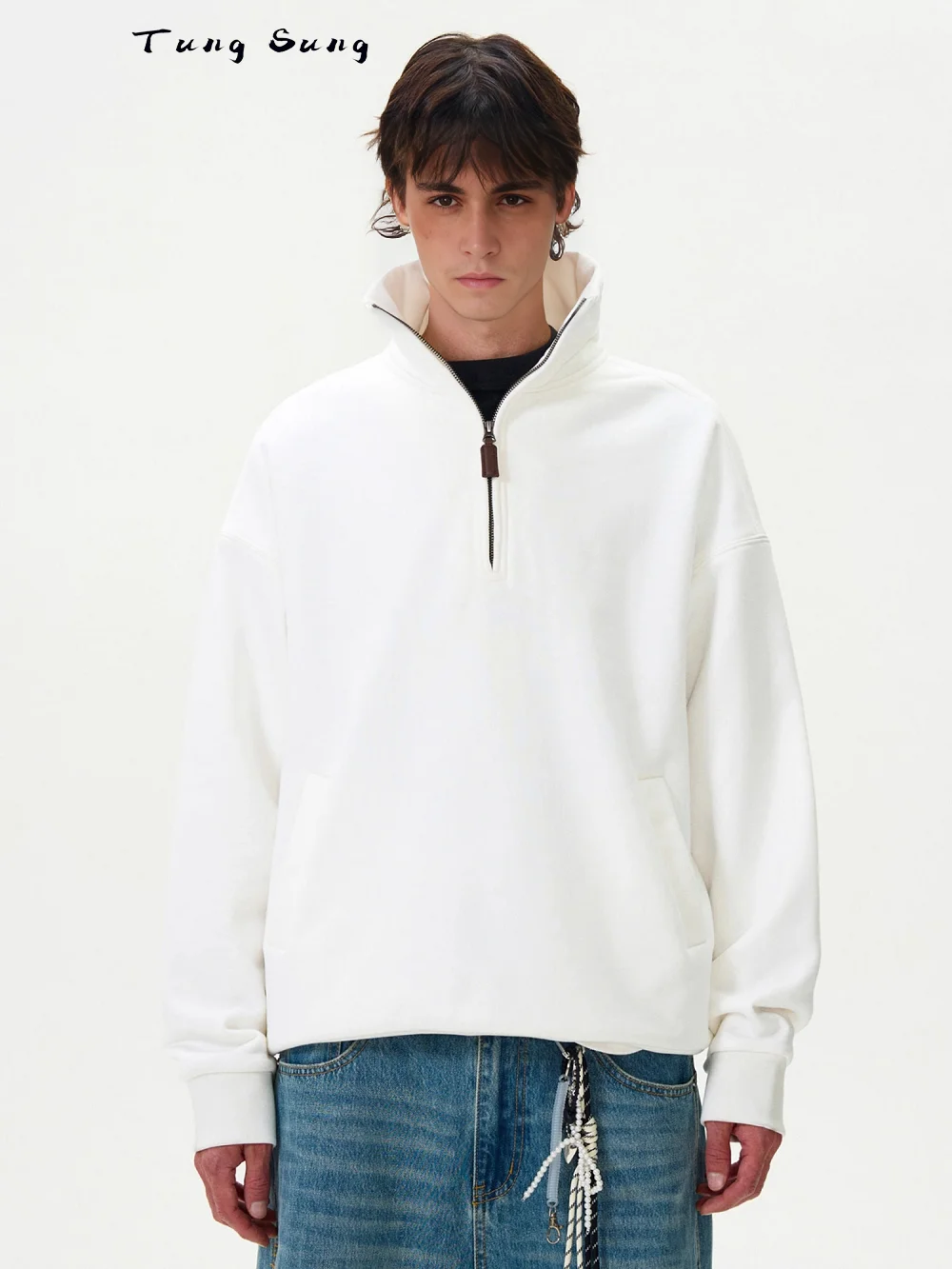 

Tung Sung полуводолазка на молнии, мужская свободная повседневная флисовая толстовка