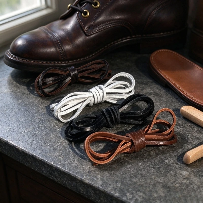Top Layer Cowhide Square Leather Shoelaces 3×3mm, for Martin Boots, Loafers, Casual & Business Shoes