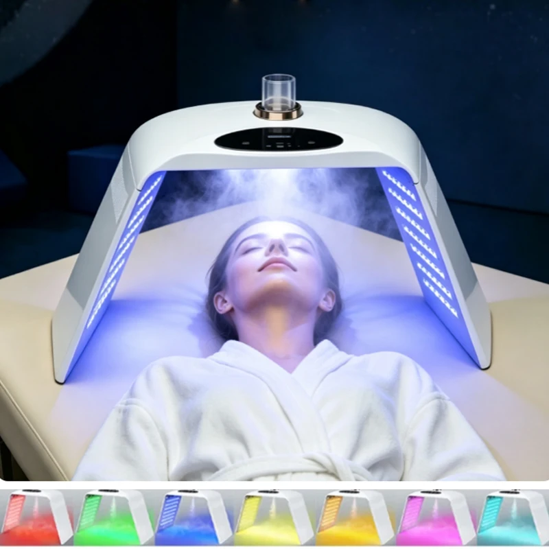 Foldable 7 Colors LED Photon Machine With 3 Levels Nano Spray Skin Moisturizing Face&Body Mask Beauty Salon Home Use Skin Care
