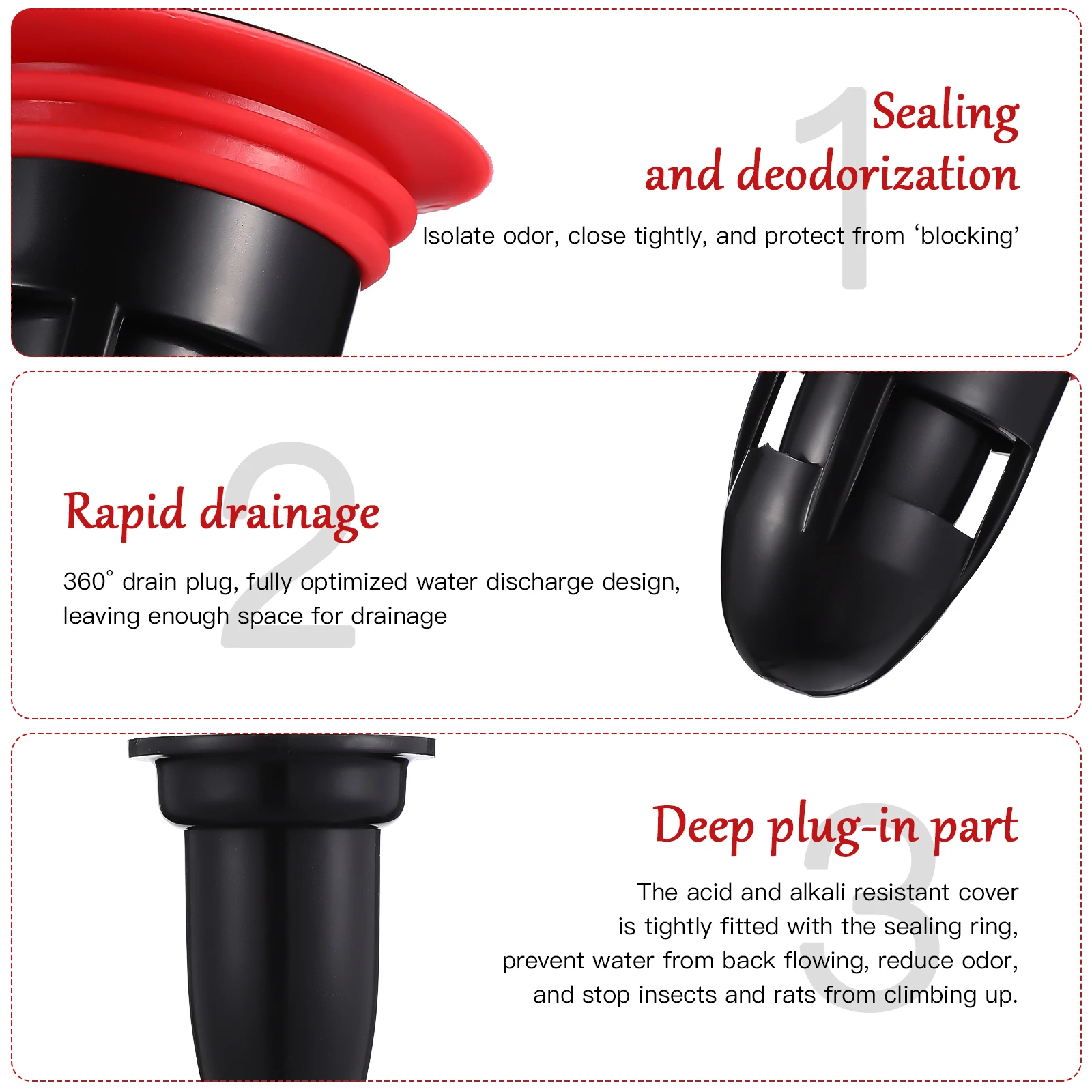 

2Pcs Floor Drain Core Deodorizer Durable Well Draining Bathroom Kitchen Shower Filter Waste Water Anti Insect Clogging Bad Smell