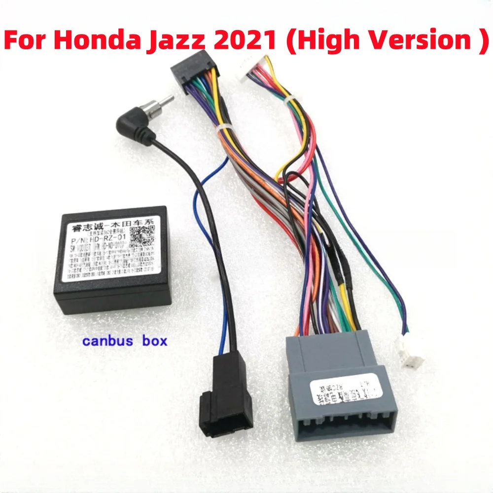 16 Pin Power Harness Cable With Raise Canbus Box RZ-HD01 For Honda Jazz 2021 (High Version ) Android 2 Din GPS Radio Car