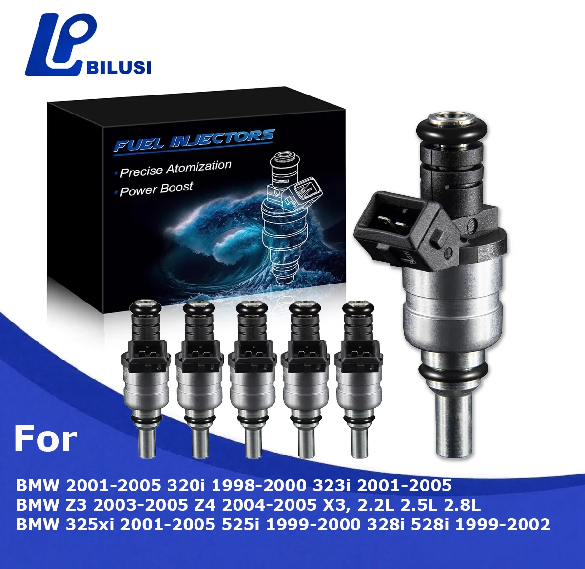 

Bilusi 1427240 Fuel Injectors For BMW 1999-2000 328i 528i 2004-2005 320i 323i 328Ci 525i Z4 1998 2005 2.2L 2.5L OE# 105-106