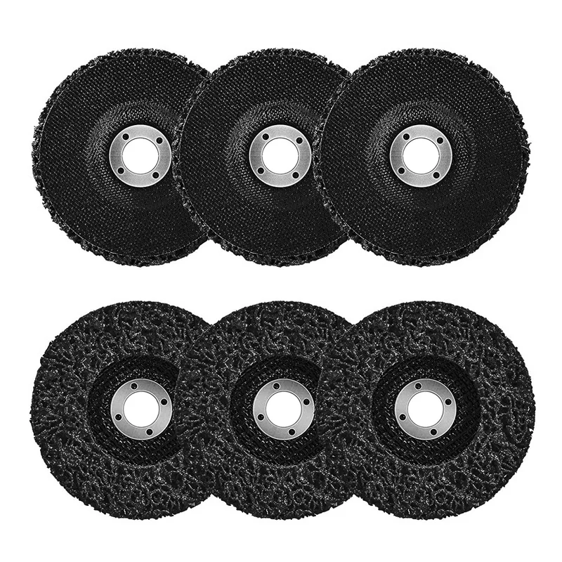 

6 Pack Stripping Wheel Strip Discs For Angle Grinders, Rust Welds, Paint Cleaning And Removing (4 X 5/8 Inch), Black