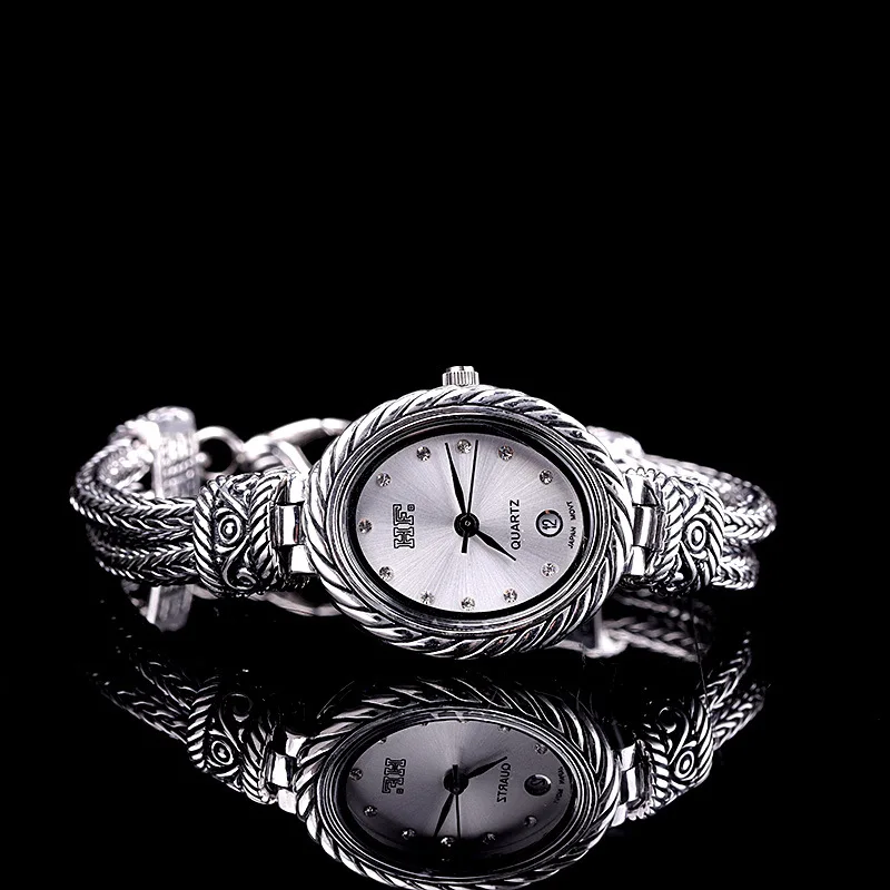 Jade Angel Thailand silver Retro Precision Women's Watch 925 Silver Fashion Versatile Small and Simple Handpiece