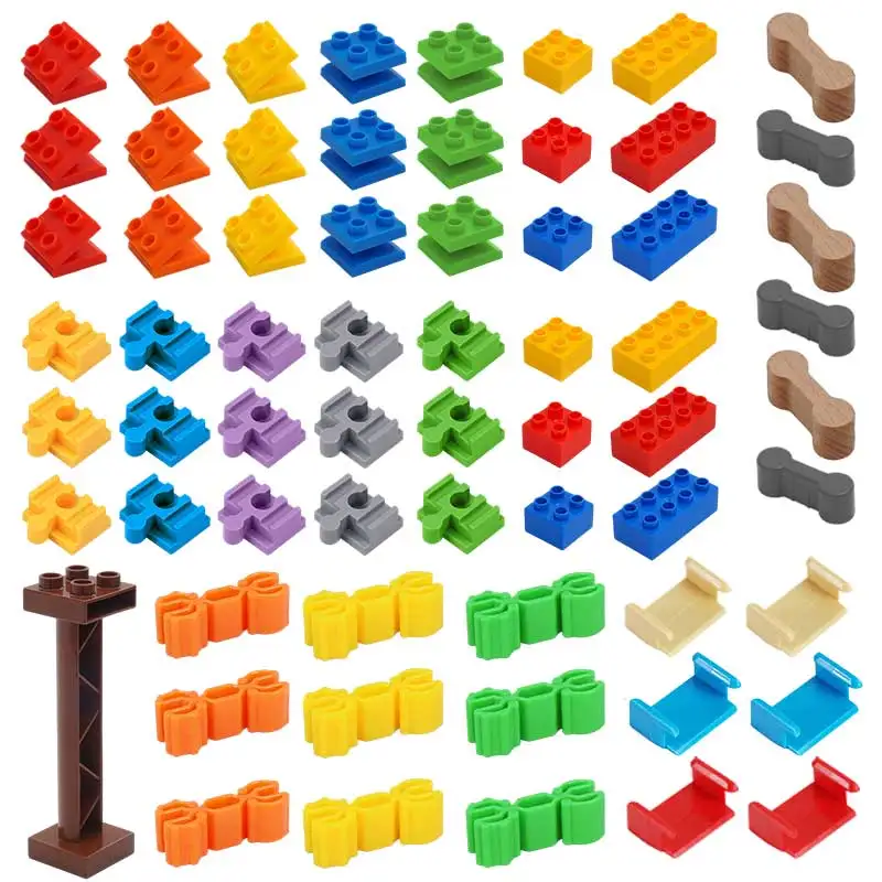 Multiple Types Universal Wooden Train Track Accessories Slope Building Blocks Connection Adapter Wooden Railway Train Track Toys