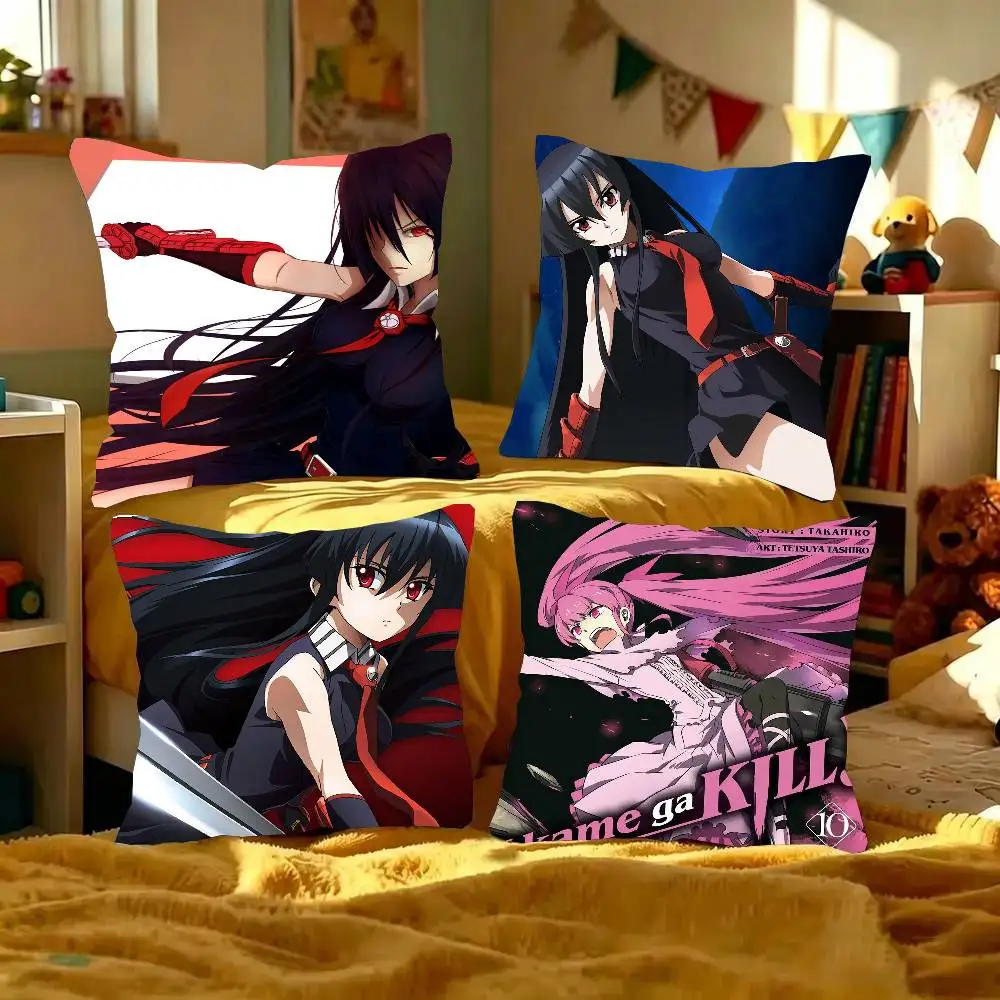 A-Akame Ga Kill Anime Pillow Case Fashion Square Pillowcase Bedroom Sofa Room Ins Decoration Leisure
