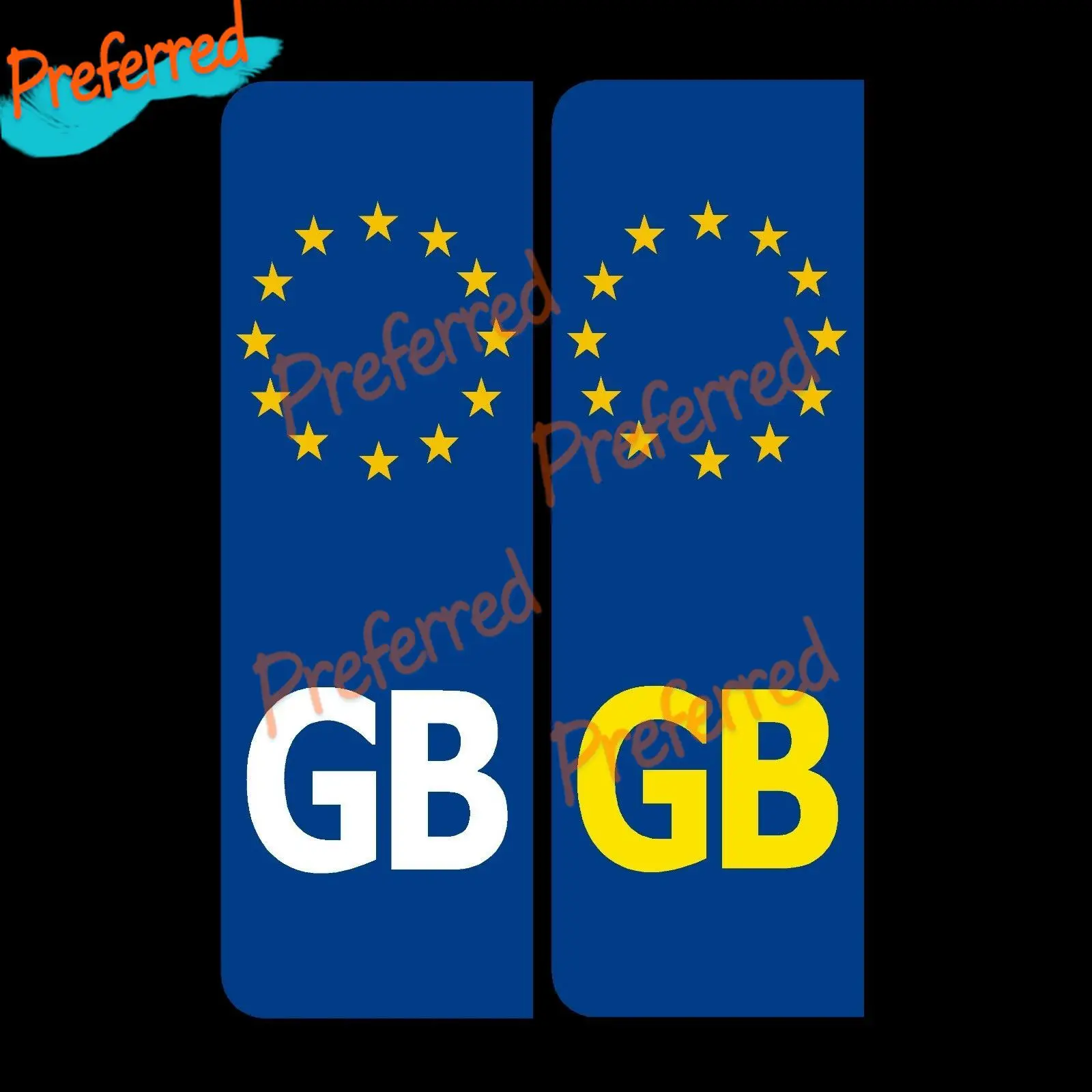 2 X GB Euro Number Plate Stickers EU European Road Legal Car Badge Vinyl Die-Cut Waterproof PVC