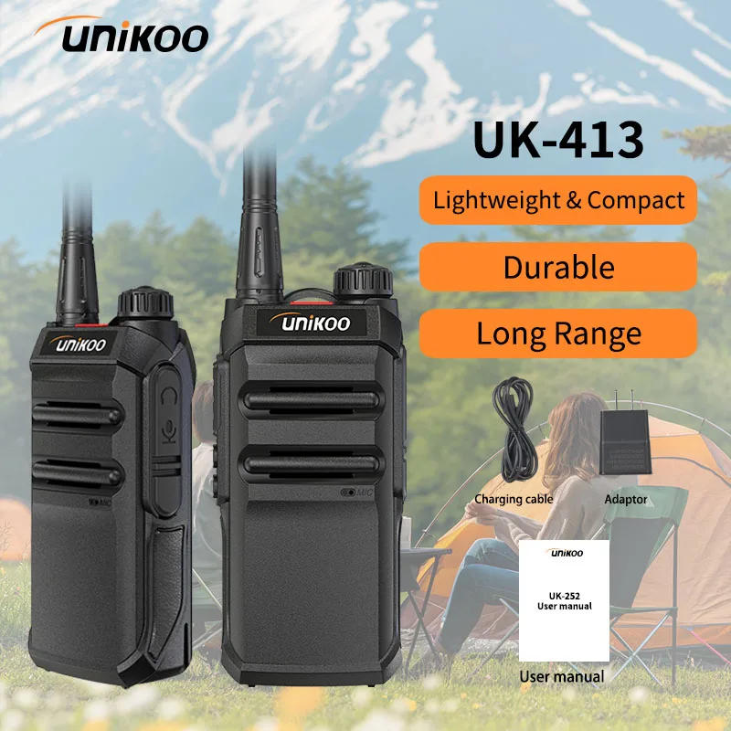 

2 PCS UNIKOO Walkie Talkie UK413 Portable Long Rang PMR FRS Two Way Radio Handheld Communication Transceiver Walkies Talkies