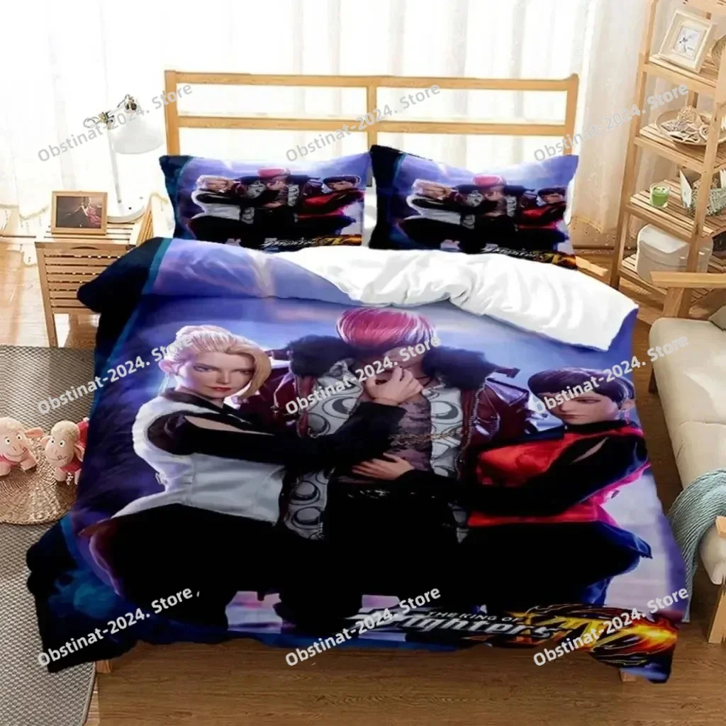 

Anime King of Fighters KOF Bedding Set Printed Bed Set Duvet Cover Sheet Pillowcase Bed Soft Quilt Cover Full Queen King Size