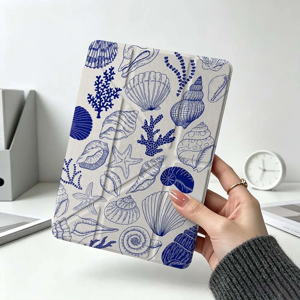 Seashells Starfish Conch Shells For Xiaomi Mi Pad 8 7 6 5 Pro Redmi Pad SE 2 Poco Pad Foldable 3Y Tablet Case Soft view 5