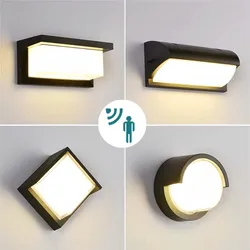 Luces LED para exteriores, Sensor de movimiento, luz de pared para exteriores, impermeable IP65, farola, lámpara de pared para exteriores, luces de jardín, iluminación para exteriores