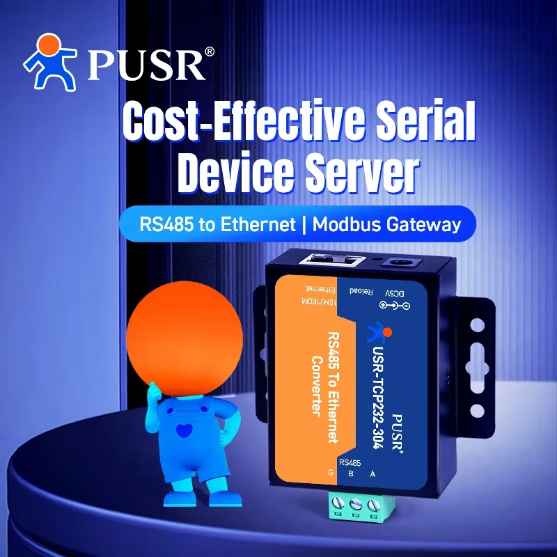 PUSR RS485 Serial to RJ45 Ethernet Converters RS485 to TCP/IP Server Modbus RTU to TCP Gateway USR-TCP232-304
