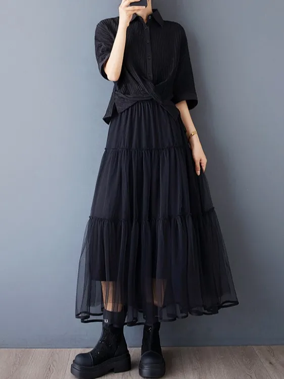 

High Waist A-Line Midi Skirt Bla Me Oversized Vintage Sle f Body Skirt Ele Summer New Arrival Women's Faion