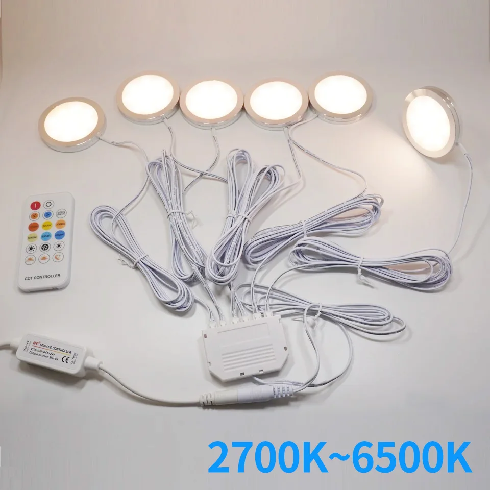 Ultra thin color adjustable LED light 3W cabinet light 110v 220V wardrobe shelf home surface mounted light with remote control