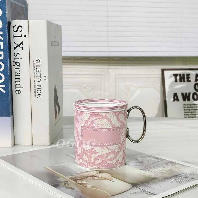 

Premium Pink High Aesthetic Light Luxury Bone China Mug Water Cup Elegant Ceramic Cup for Office Home Daily Tea Drinking Use