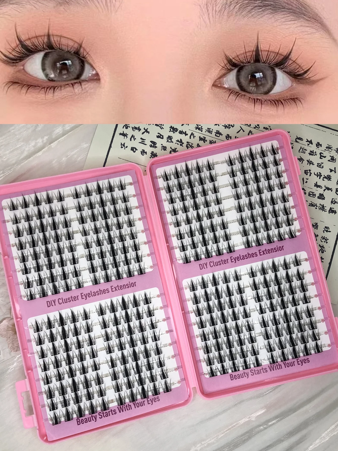 

DIY Eyelash Extension Set -320 Clusters - Soft and Lightweight, Perfect for Daily or Commuting Makeup, Reusable Multiple Times