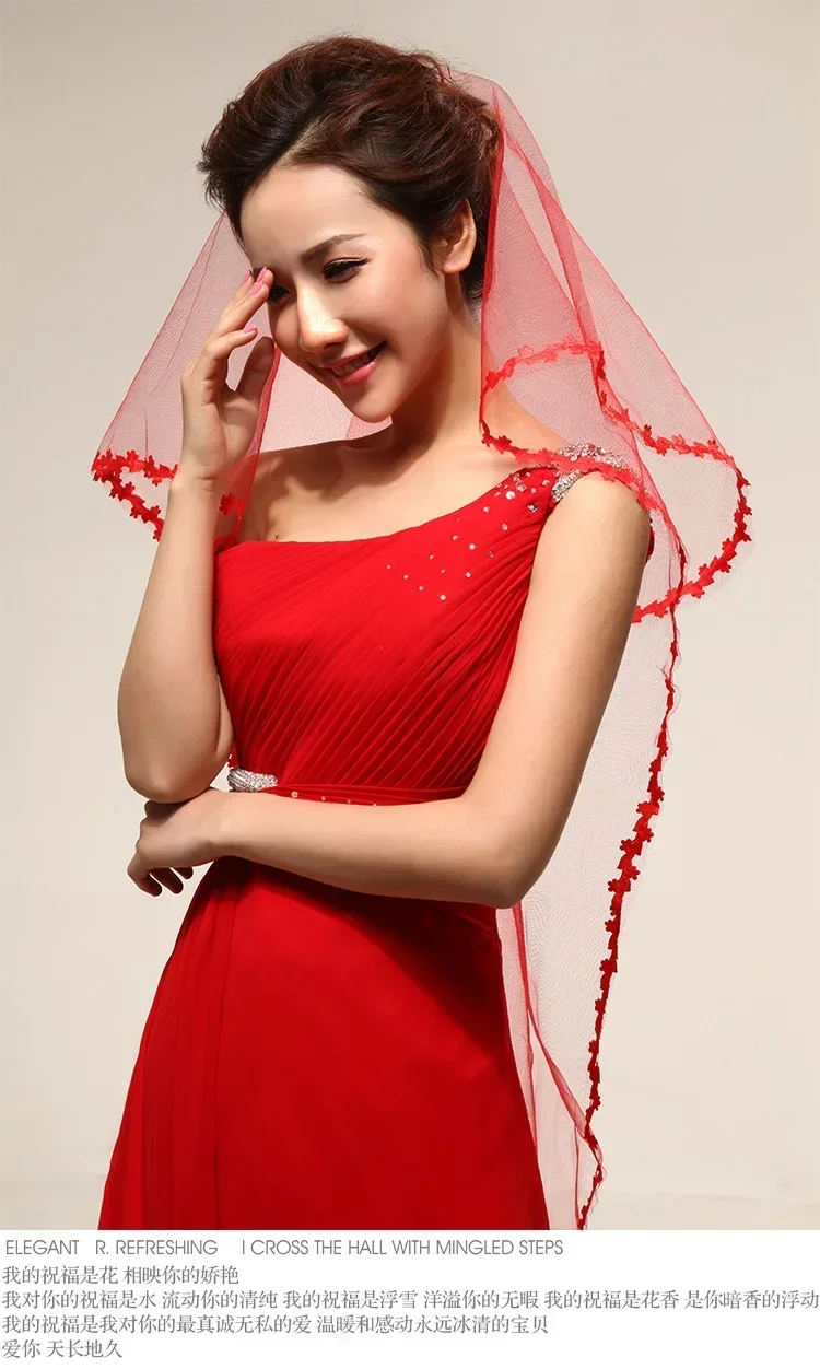 Meter Long Bridal Wedding Veil With Embroidery Lace Edge