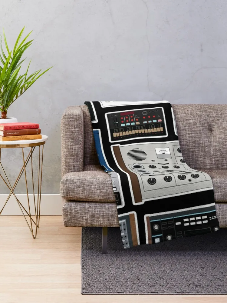 Synthesizer Collection Throw Blanket Retros Personalized Gift warm for winter Blankets