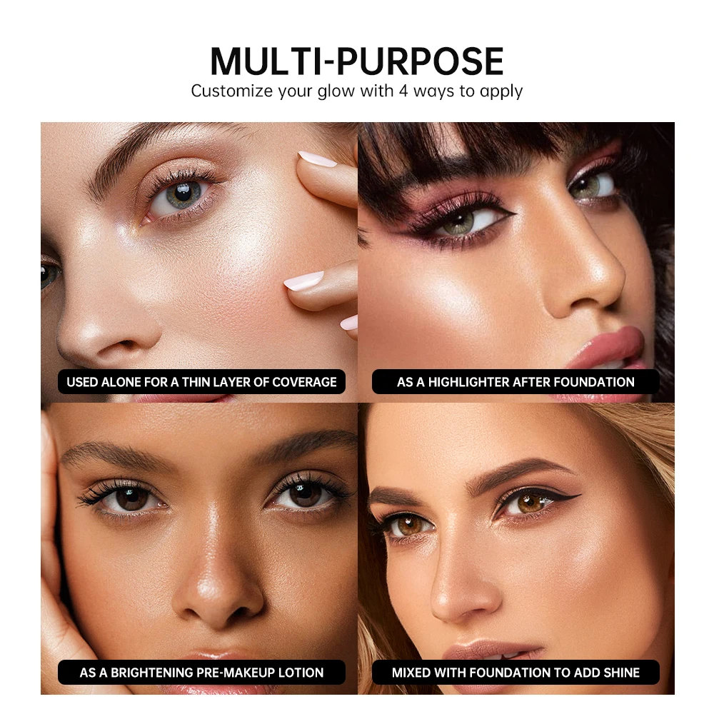 2 IN 1 スキンケア＆プライマー リキッドハイライター フェイスコントゥアリング モイスチャライジング ブライトニング スキントーン ブロンザー グロウ ボディ＆フェイスメイクアップ