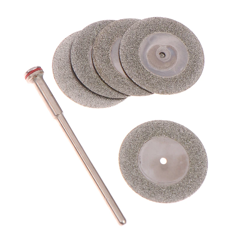 5Pcs/Set Double Sided Grit Cutting Disc Tool Dental Lab Diamond Disc Discs Diameter 22mm Thickness 0.25mm With 1 Mandrels