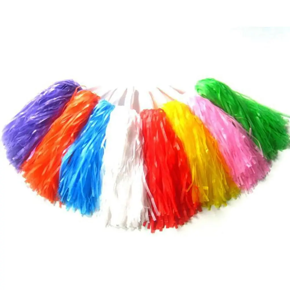 1 Paar bunte Pe Kunststoff griff Metallic Streamer Pompons Cheerleading Jubel Blume Ball Tanzspiel Club Sport zubehör