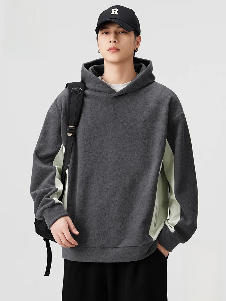 

PaulFrank ey Hoodie Men's Autumn New Sle American Color Blo Splicing Full Sve Comfortable Casual Faion Polyester F...