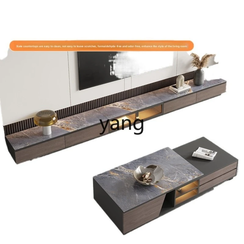

LZR living room household solid wood custom telescopic coffee table TV cabinet combination
