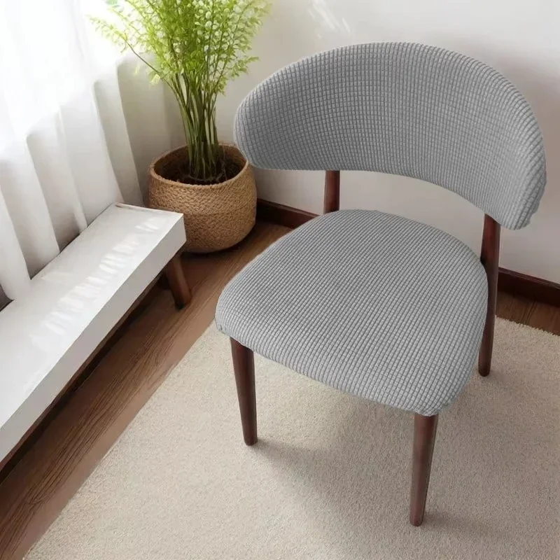 Stretch Elastic Chair Slipcover 1 Pack Split Back & Seat Cover Dust Guard Wooden Dining Kitchen Office Chair Anti-slip Design