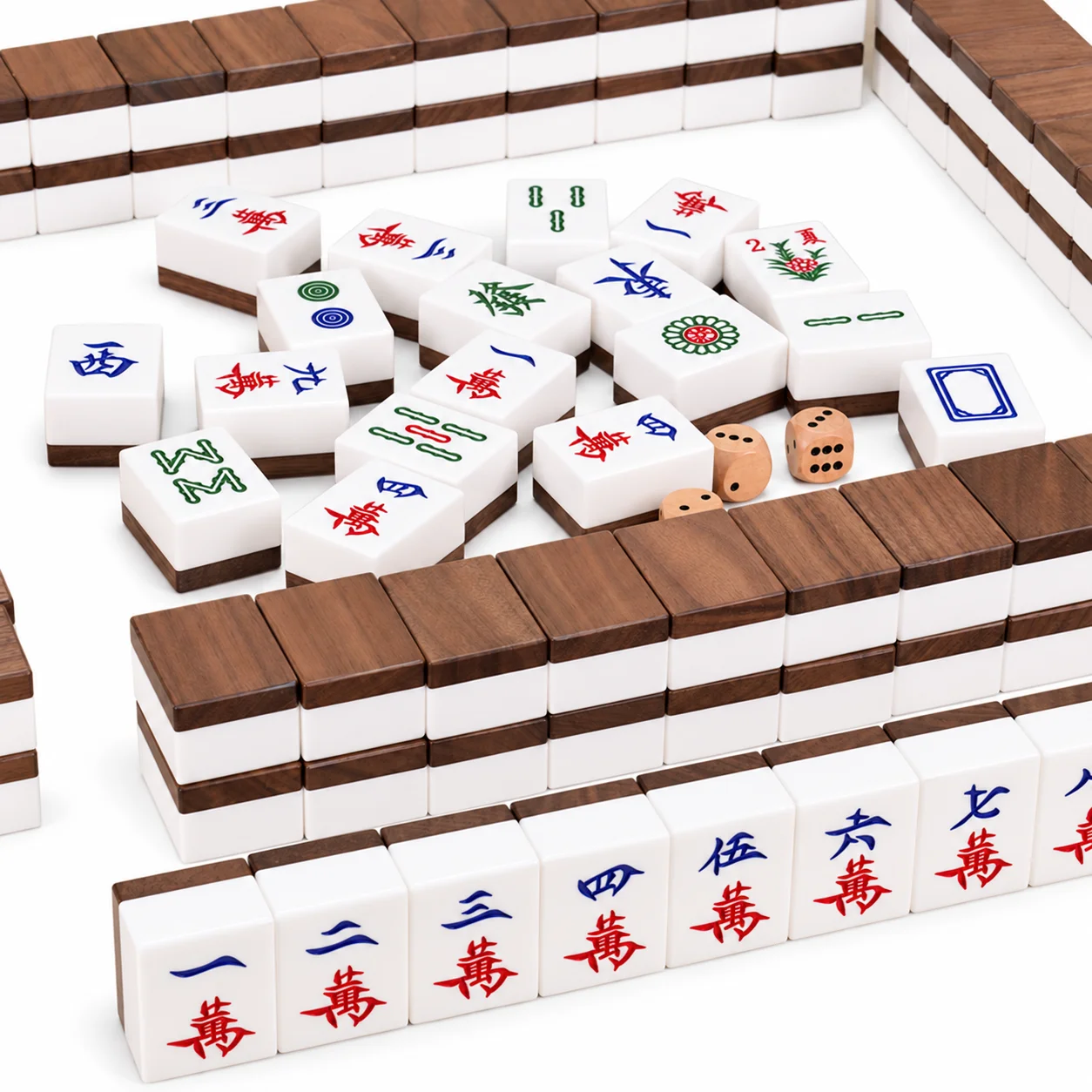 Black Walnut Wood Acrylic Mahjong Set 146 Tiles Portable Wooden/Aluminum Gift Box Traditional Chinese Mahjong Game Set Holiday