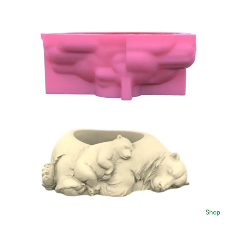 Dropship Stampo per fioriera a forma animale addormentato Stampi per vasi da fiori Stampo in cemento in silicone