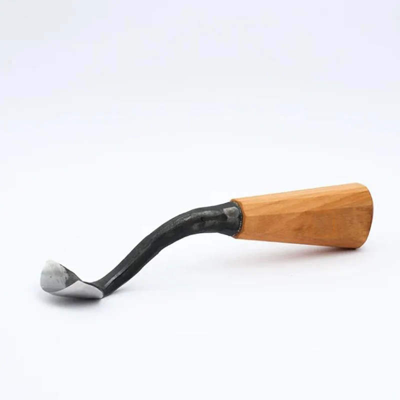 Curved Gooseneck Wood Carving Gouge - Spoon Shaped Chisel with Semi-Circular Bent Cherry Wood Handle for Carving Projects