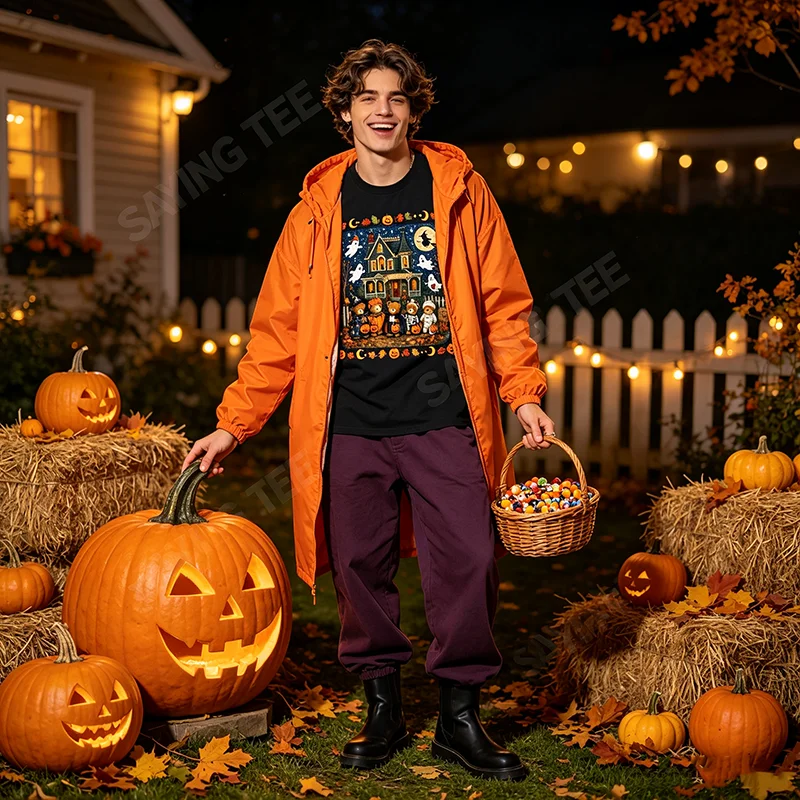 90er-Jahre-Bären-Halloween-T-Shirt für Jungen und Mädchen, Y2k, niedliche Horror-Streetwear-Kleidung, kurzärmelige Baumwollkleidung – Detail 5
