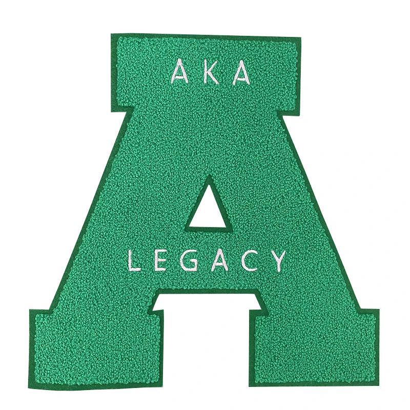 10 INCH Greek Letter Pink And Green  AKA  Legacy Pretty Girl Sorority Greek Alphabet ALPHA Chenille Jacket Iron On Patches