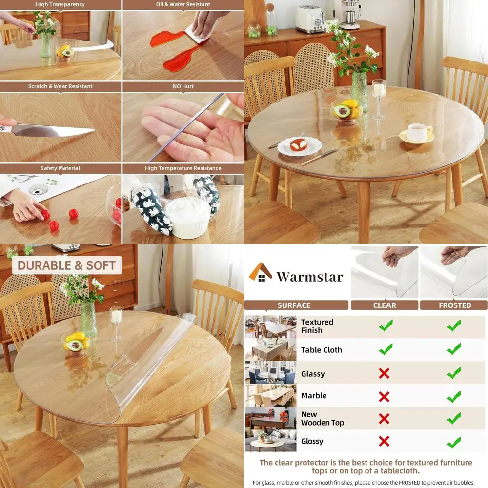 

Круглая прозрачная пластиковая защитная накладка на стол 18 дюймов, толщиной 2 мм - коврик-подкладка для обеденных и письменных столов