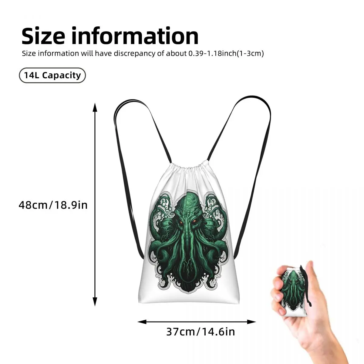 Cool H.P. Lovecraft The Call Of Cthulhu Drawstring Backpack hiking cycling Bag Lightweight Storage Drawstring Bag for Men Women