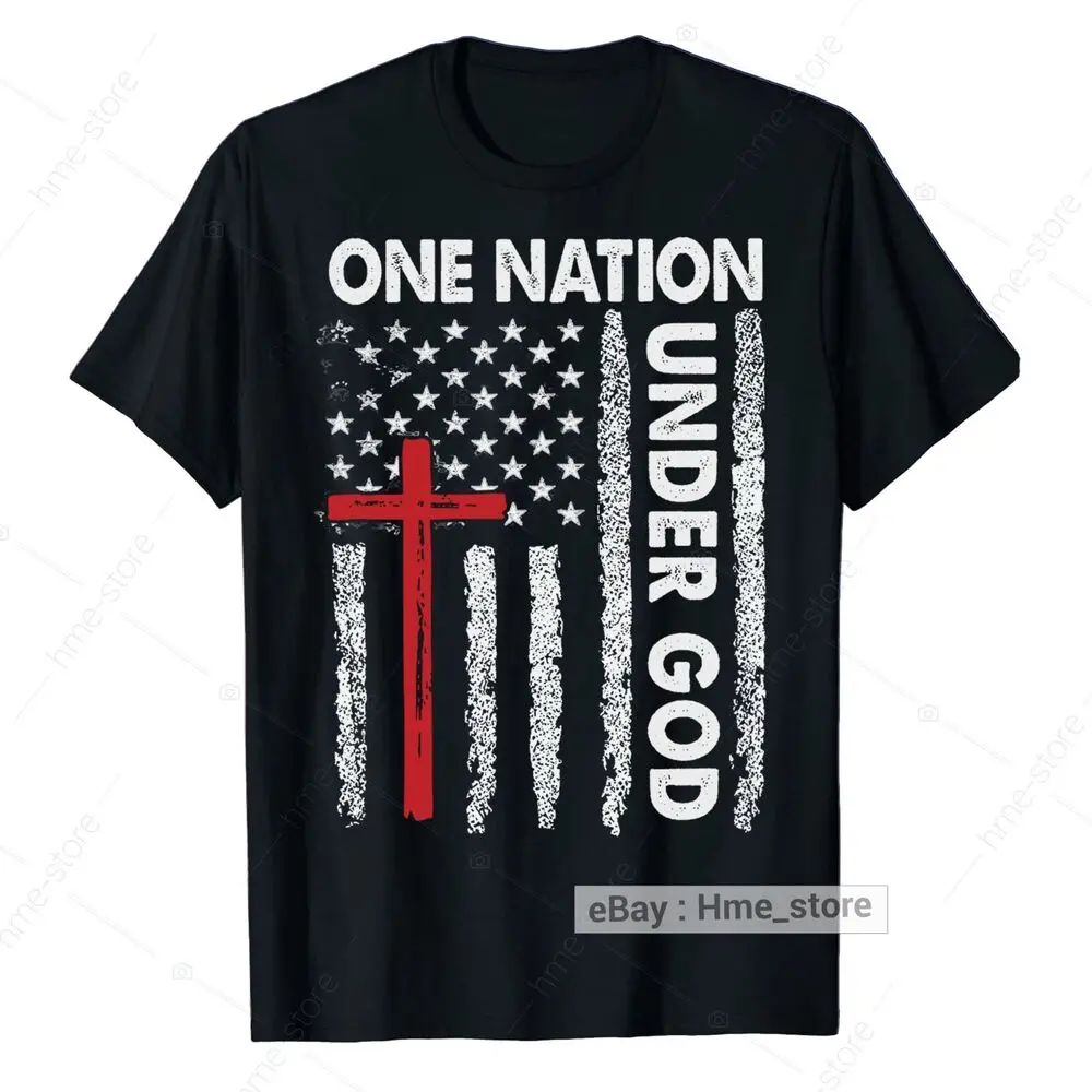 One Nation Under God USA Flag Faith Freedom T-Shirt Christian American Cross Tee Unisex T-shirts For Men