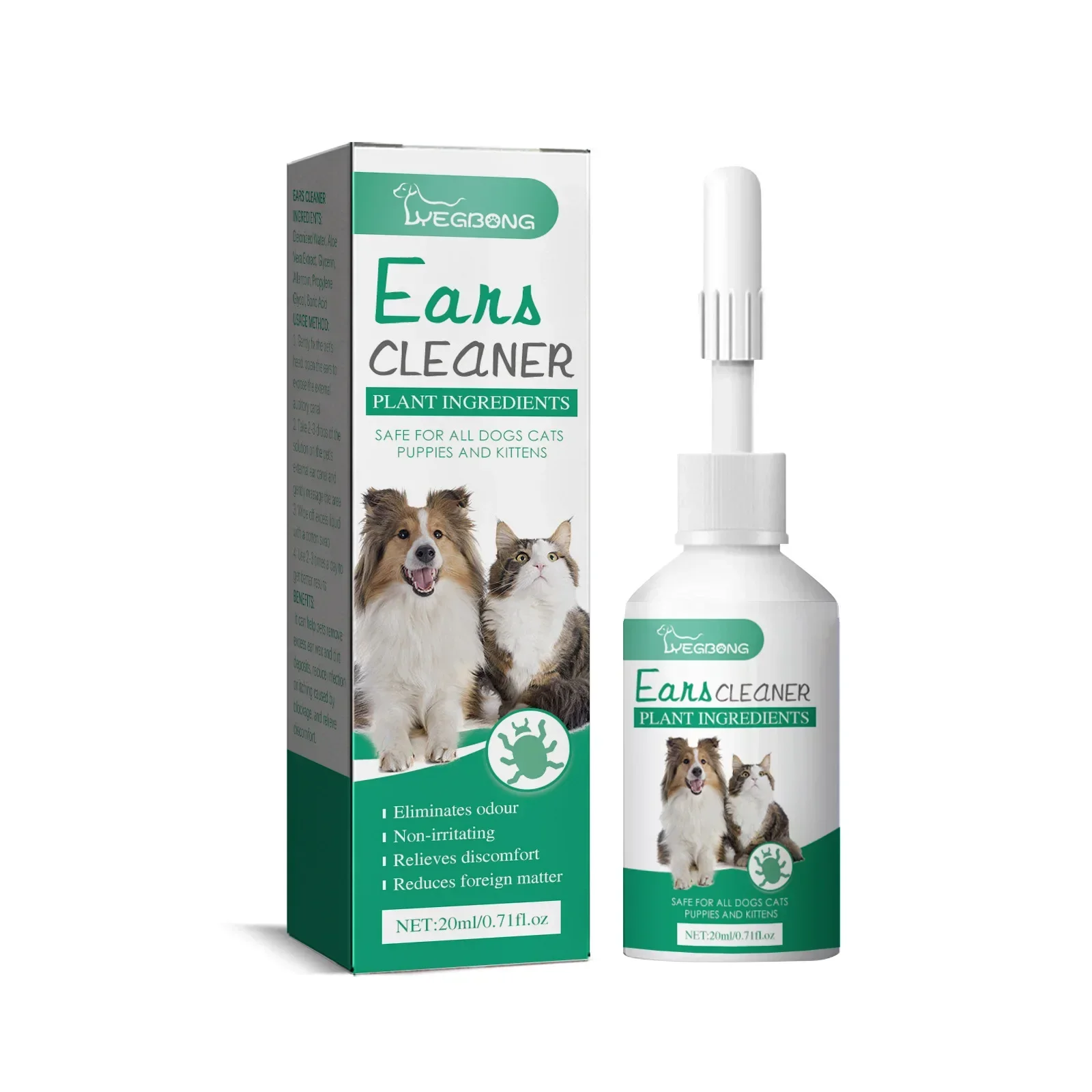 Cat Dog Ear Cleaner Pet Ear Drops Yeast Mites Infectiones Control Odor Removal Relieves Itching Anti Inflammatory Pet Ear Washer