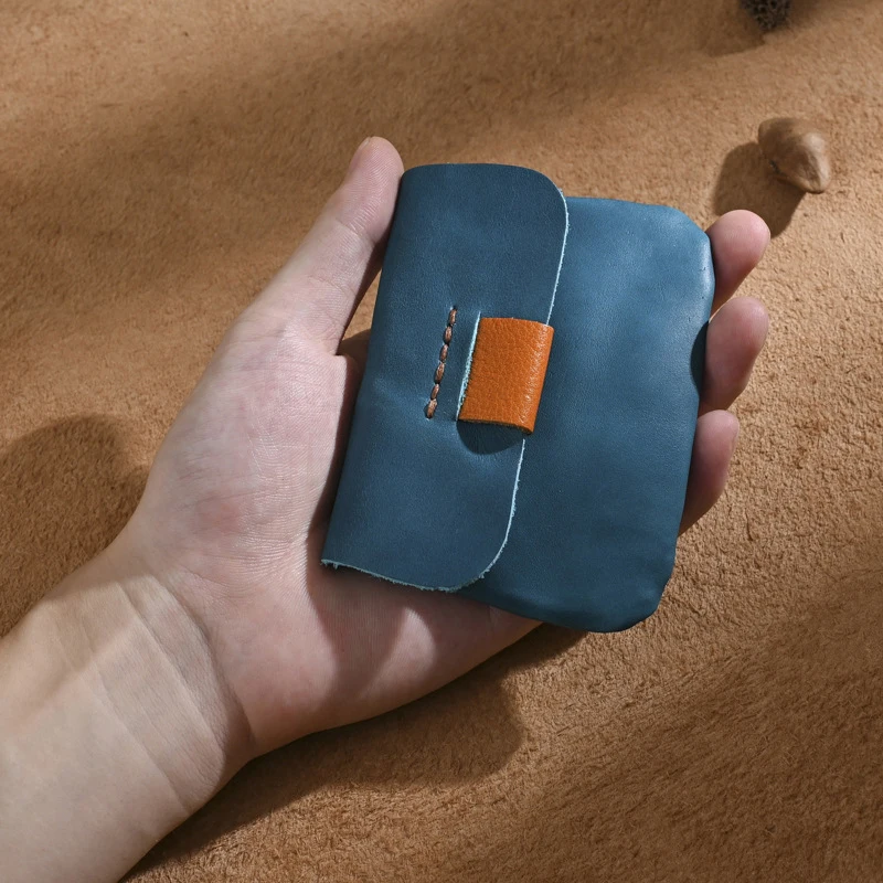 Vintage Leather Coin Purse Flip top Card Holder Wallet Retro Genuine Leather Mini Pouch for Coins Cards Keys Storage Bag